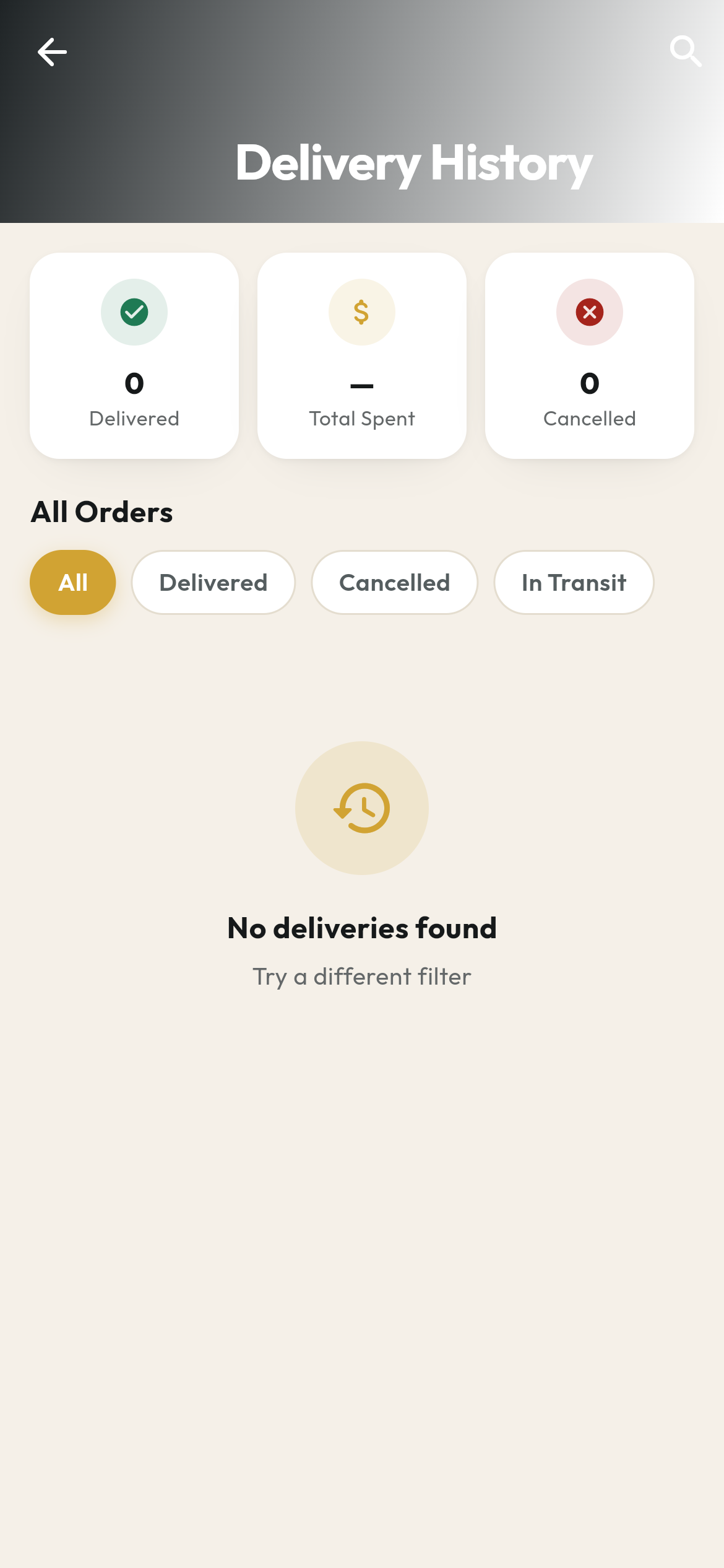 Past deliveries and receipts in the Lejo customer app