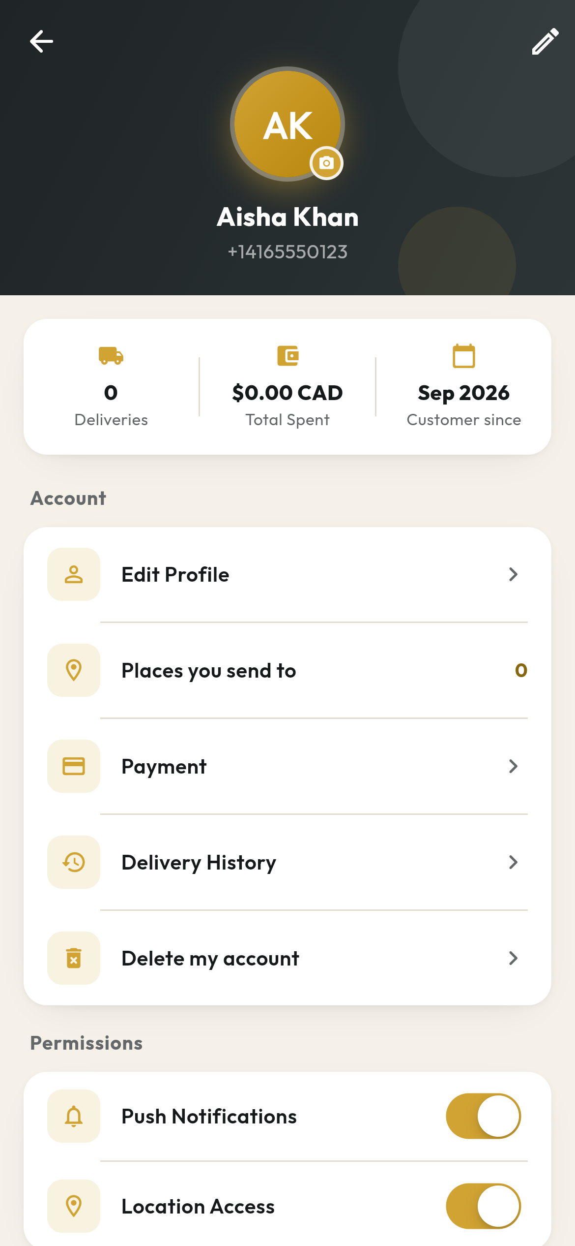 Your account and settings in the Lejo customer app